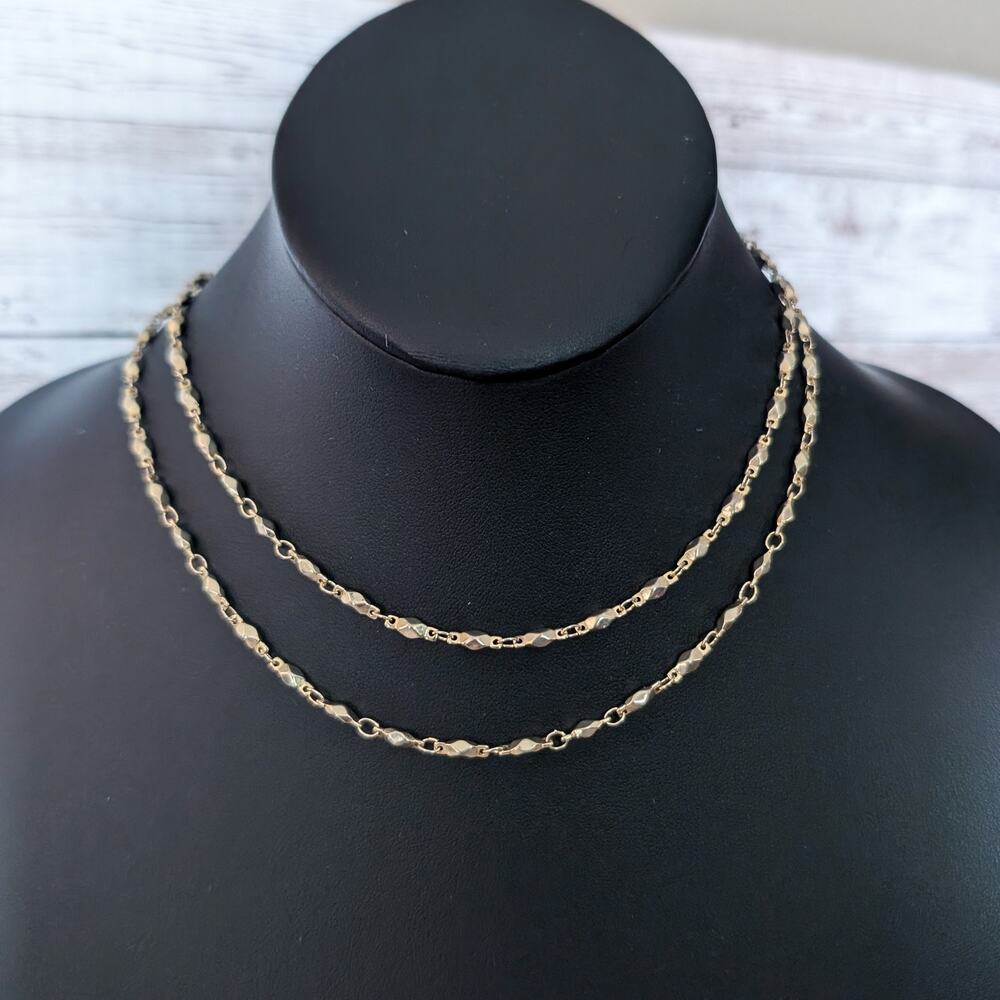Vintage Necklace 30" Fancy Gold Tone - Very Long But Can Be Layered
